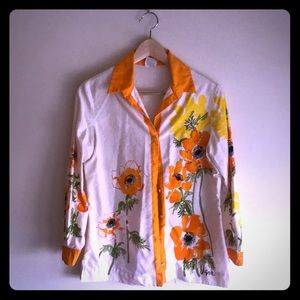 Vintage orange poppy button up.